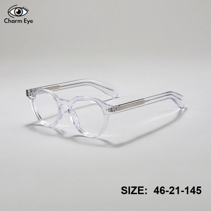 

Мужские круглые очки из прозрачного ацетата, ретро-оправа для очков с диоптриями, поддержка индивидуальной настройки, защита от синего света, компьютерные очки для офиса