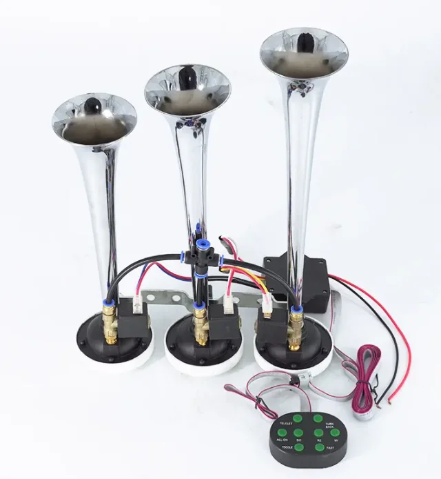 البوق بصوت عال قطار شاحنة الهواء القرن سيارة 12 فولت 24 فولت شاحنة قارب قطار حافلة الهواء الفولاذ المقاوم للصدأ سيارة الهواء القرن مصنع التصنيع