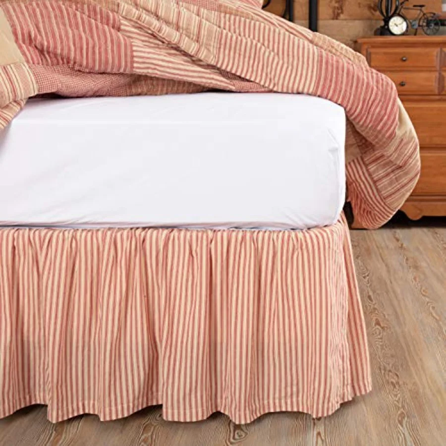 

Покрывало для кровати Queen Size Sawyer Mill Ticking Stripe, красное, 60x80x16