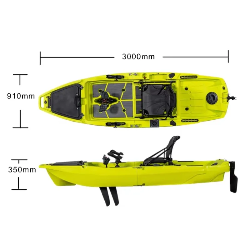 مصنع وصول جديد بالجملة وحدة مقعد واحد الصيد كاياك زعنفة دواسة قارب الزورق مع وحدة 2 قطعة لسهولة الحمل
