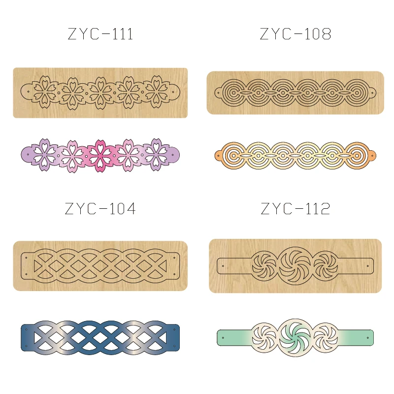 

Набор форм для резки деревянного браслета для машин для высечки ZYC Patterns 104 108 111 112, подходит для поделок своими руками