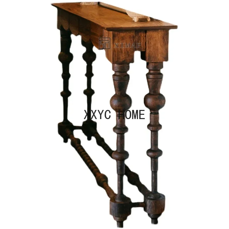 

HJ Entrance Cabinet Vintage American-Style Solid Wood Console Tables Sofa Tables-End Wall Cabinet