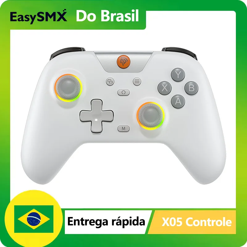 Controle de jogo sem fio EasySMX X05 RGB compatível com PC/Switch/TV/Celular/Steam, efeito Hall