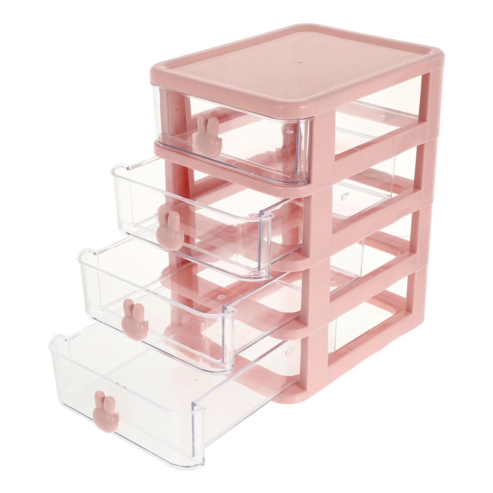 

Storage Boxes Drawer Desk Organizers Office Stationery Container 21x17cm Pink with Drawers Transparent Table