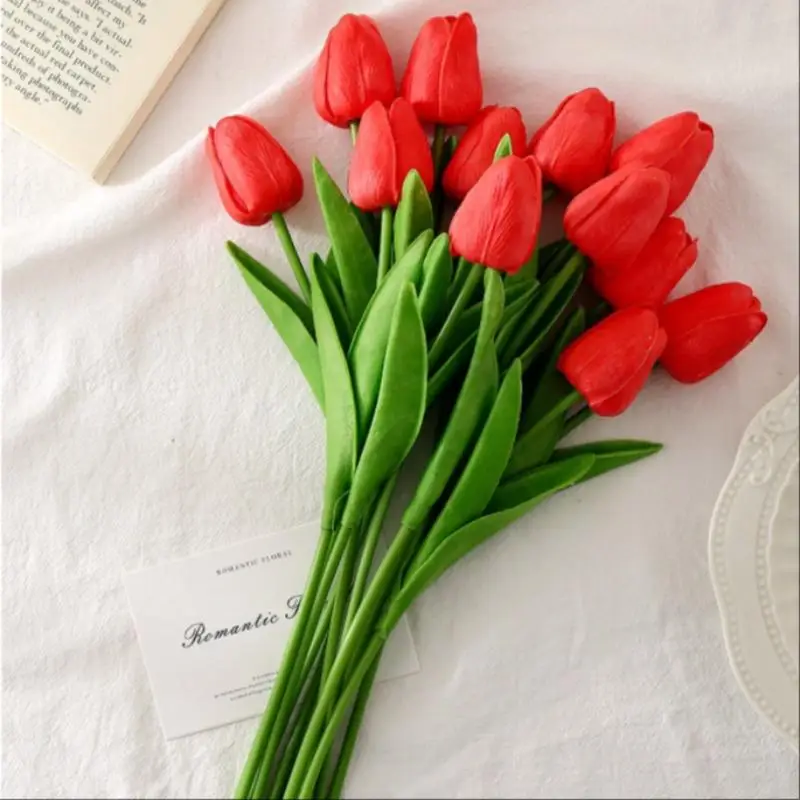 باقة توليب أنيقة، مثالية لحفلات الزفاف وديكور المنزل، هدية مثالية لعيد الحب وأعياد الميلاد والمناسبات الخاصة #3