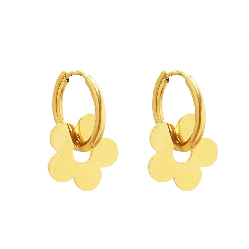 316L Stainless Steel Simple And Versatile Retro Flower Personality Earrings Fashion High Jewelry SAE564