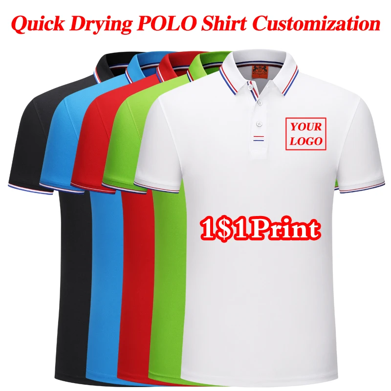 Polo de sport à séchage rapide, Design personnalisé, Logo de marque d'entreprise/imprimé brodé, hauts à manches courtes à revers respirants