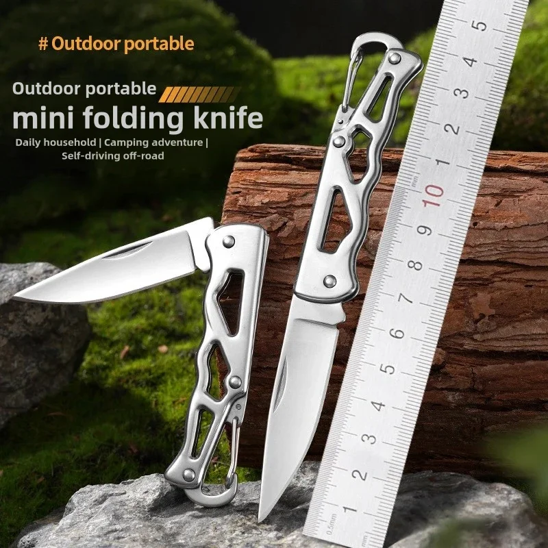 Outdoor Camping Self Defense Knife Stainless Steel Blade Shaped Knife Tool Folding Portable Key Knife