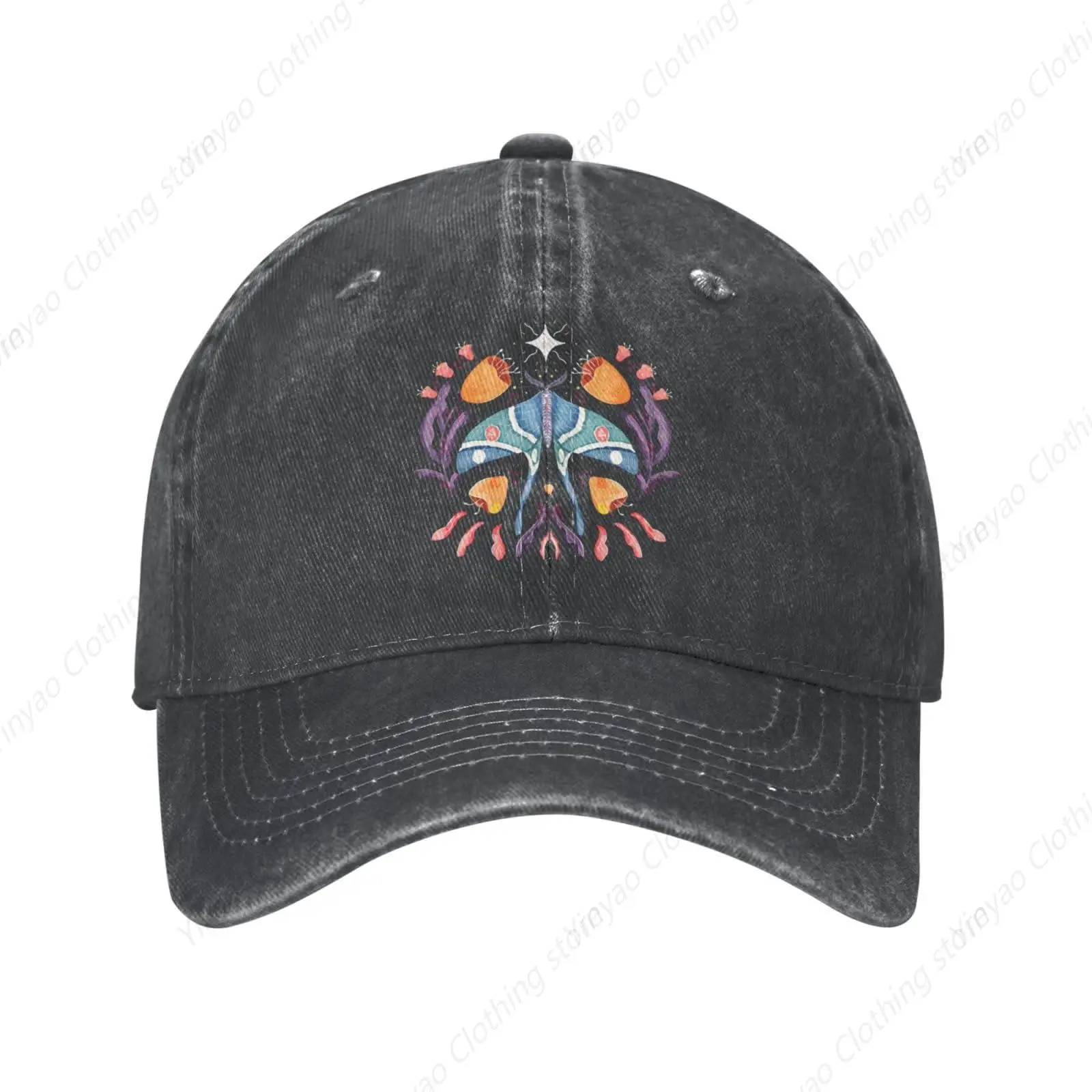 Seamless Pattern of Moths and Flowers Baseball Cap for Men Women Hats Cotton Trucker Caps Adjustable Dad Hat Deep Heather