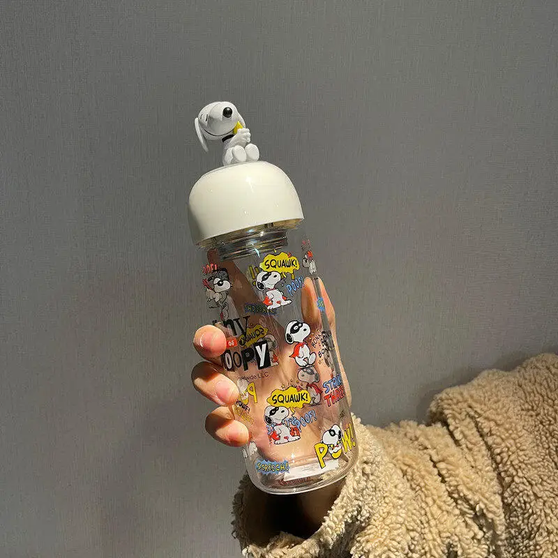 

Snoopy Water Cup Cartoon Kawaii Snoopy Cute Straight Drinking Glass Cup Students Portable Heat-Resistant Tea Water Cup
