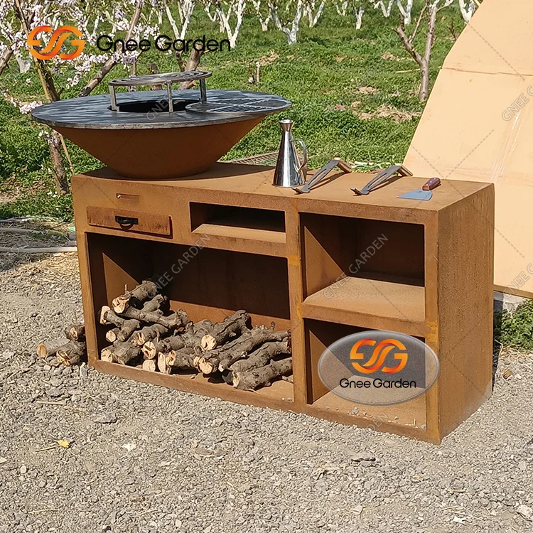 Outdoor Bbq Grills Corten Steel Fire Pit Table for Barbecue
