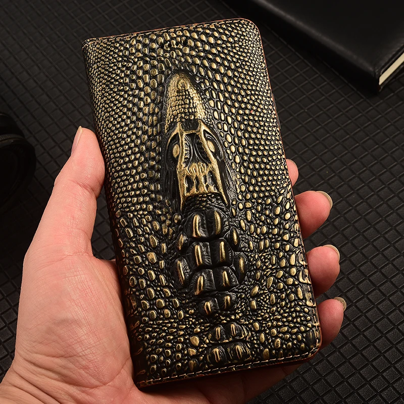 

Genuine Leather Case For Huawei P30 P40 P50 P50E P60 Pura 70 80 Pro Plus Ultra Lite Art Vintage Crocodile Head Pattern Flip Case
