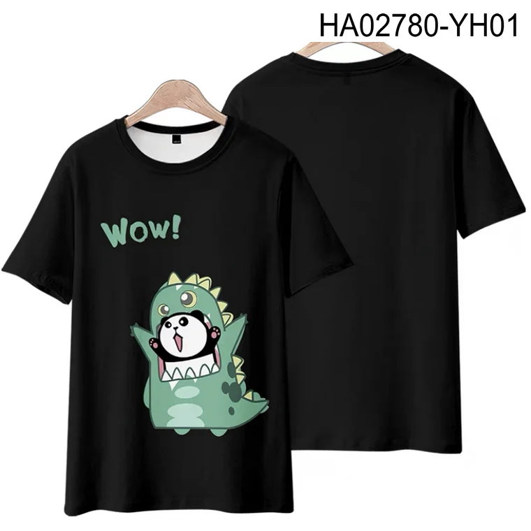 Słodka Panda smok 3D T-shirt z nadrukiem letnia moda z okrągłym dekoltem krótki rękaw popularna w japońskim stylu Harajuku Streetwear Plus Size