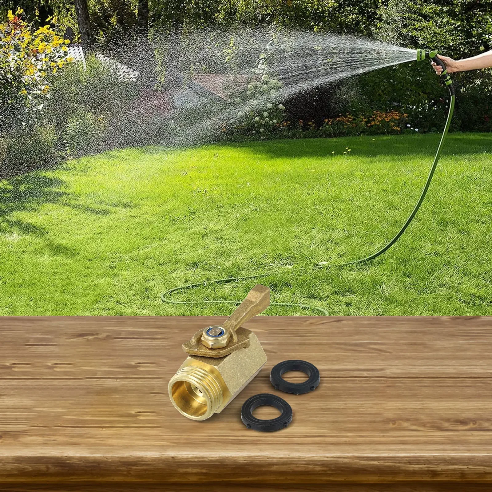 Garden Hose Connector 34 Inch Brass Shutoff Valve with Full Port Design and Secure Screw Male Connector for Leak Use