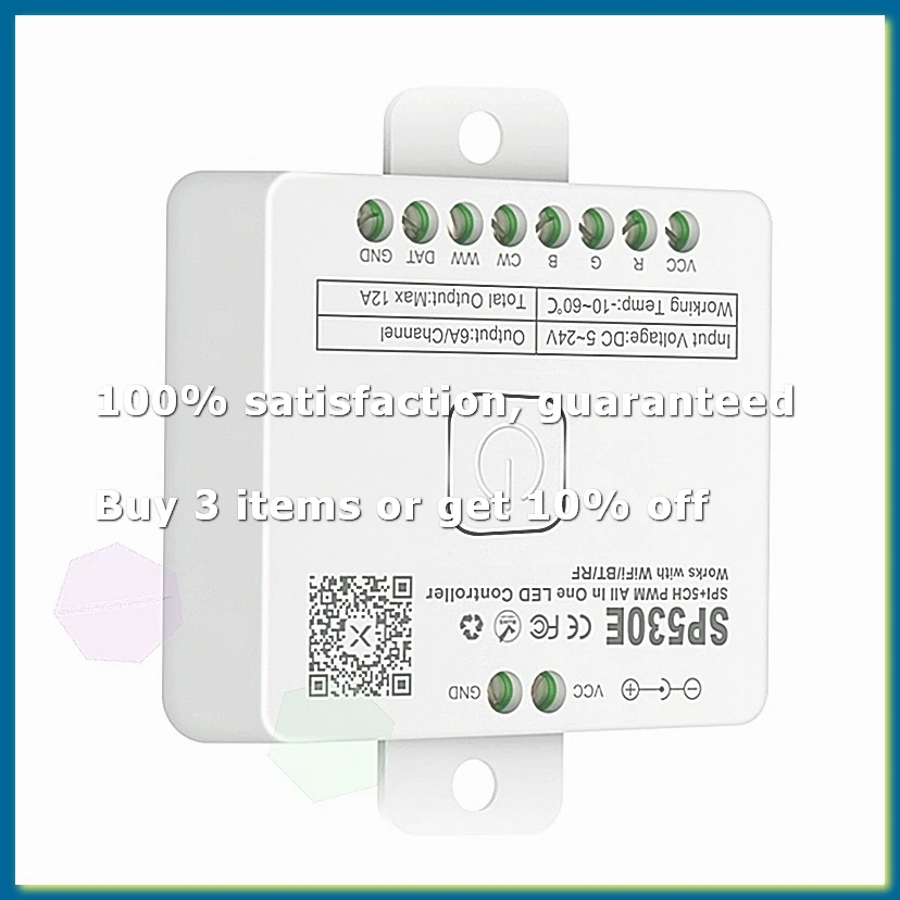 12-In-1 Wifi LED Controller SP530E PWM SPI Pixels Dimmer for WS2812B WS2811 RGB RGBW LED Strips with Voice Control