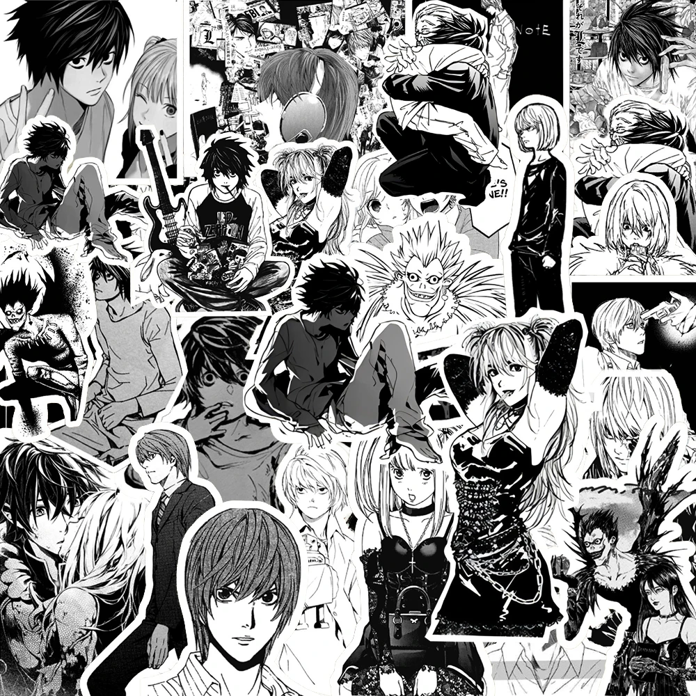 10/30/72pcs Black White Death Note Anime Stickers Cool Yagami Light Cartoon Decals Toys DIY Bike Laptop Japan Manga Sticker Pack
