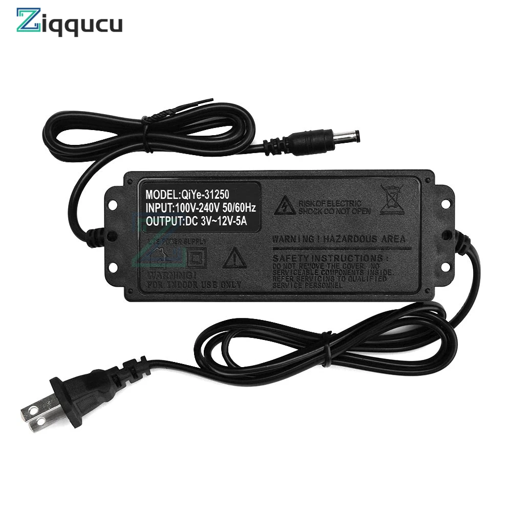 3-24V SUSWE Adjustable Voltage DC Power Adapter Stepless Speed Regulation Dimming 3-12V 5A With Display Screen Multi Purpose 60W