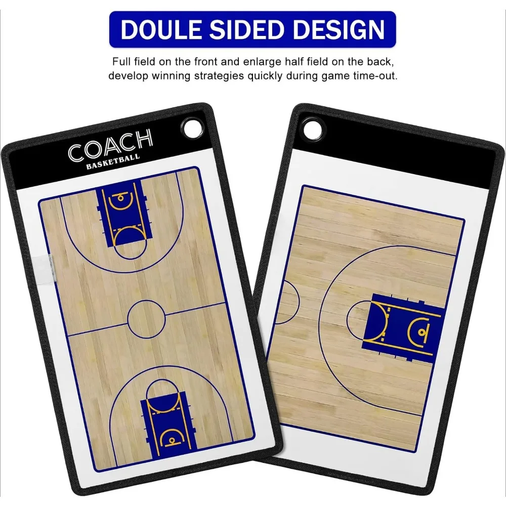 Basketball Magnetic Coach Board Double Sided Design Premium Dry Erase Coaches Clipboard with Two Marker Pen and Two Sets view 3