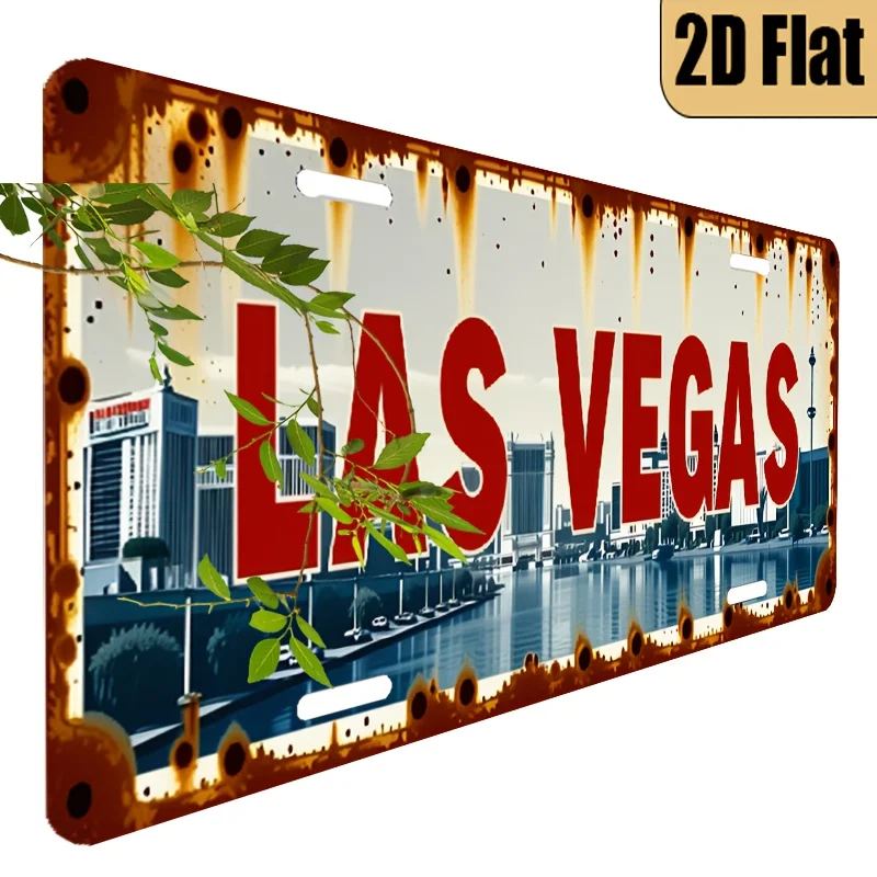 1pc Vintage Las Vegas Nevada License Plate - 6x12 Inch Retro Metal Wall Art with Classic Vegas Skyline & Design, Durable Aluminu