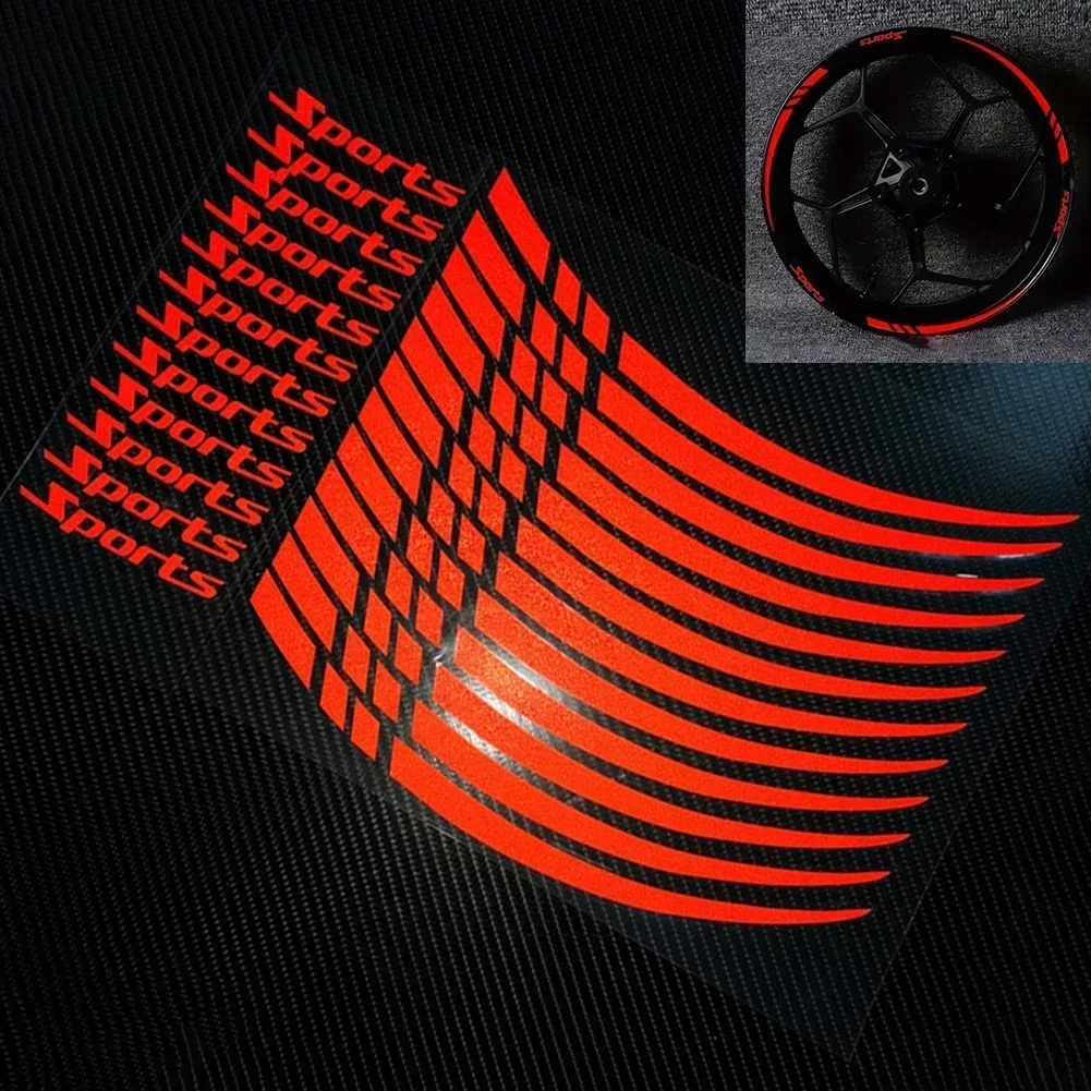 Motorcycle Bicycle Red Wheel-Rim Stripe-Wheel Decal Tape Sticker 18-21 Inch Sport Rims Stripes Wheel Decals Tape Stickers