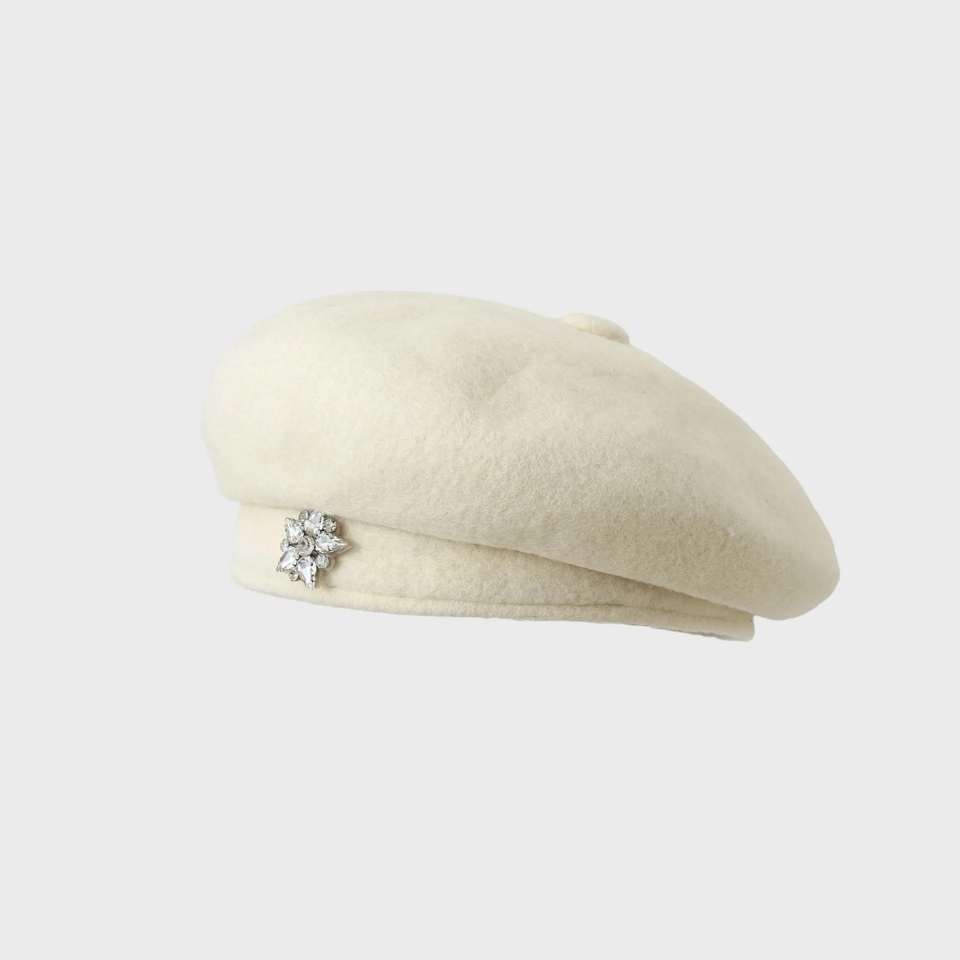 Women European American Rhinestone Snowflake Beret Autumn Winter British Cloud Painter Hat