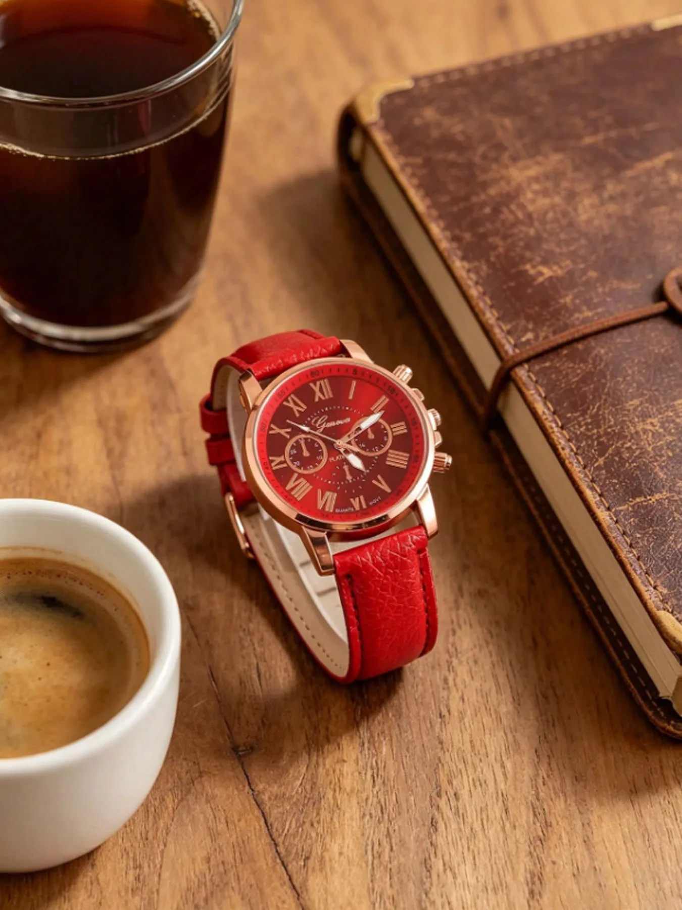 Trendy belt Roman numeral face three-eye men's and women's watch for men and women students fashion belt