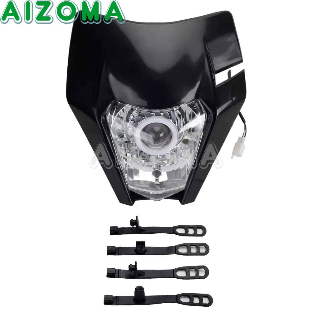 Supermoto LED RGB Angel Eye Headlight Mask Cover For SMC XC-W EXC EXC-F Enduro FC FE TC TE TX FX 125 250 300 350 450 500 650 690