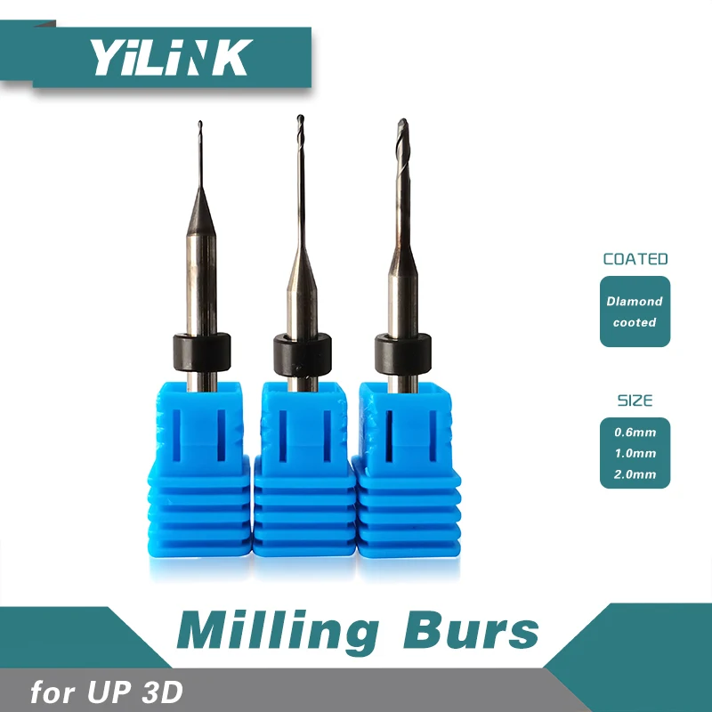 

Хвостовик фрезы Yilink UP3D, диаметр головки 4 мм, 0,6/1,0/2,0 мм, покрытие DC для фрезерования циркониевых дисков