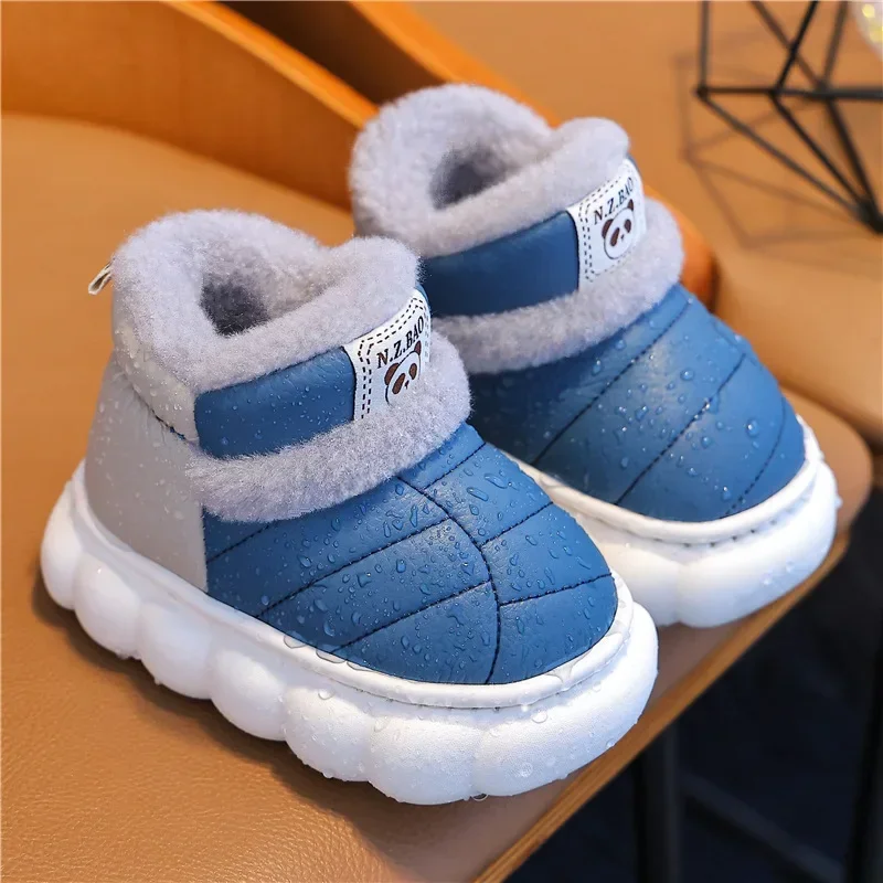 Botas de invierno para niños, zapatos de nieve al aire libre para niños, zapatos gruesos de felpa cálida, botas de casa para interiores, zapatos de moda para bebés y niñas