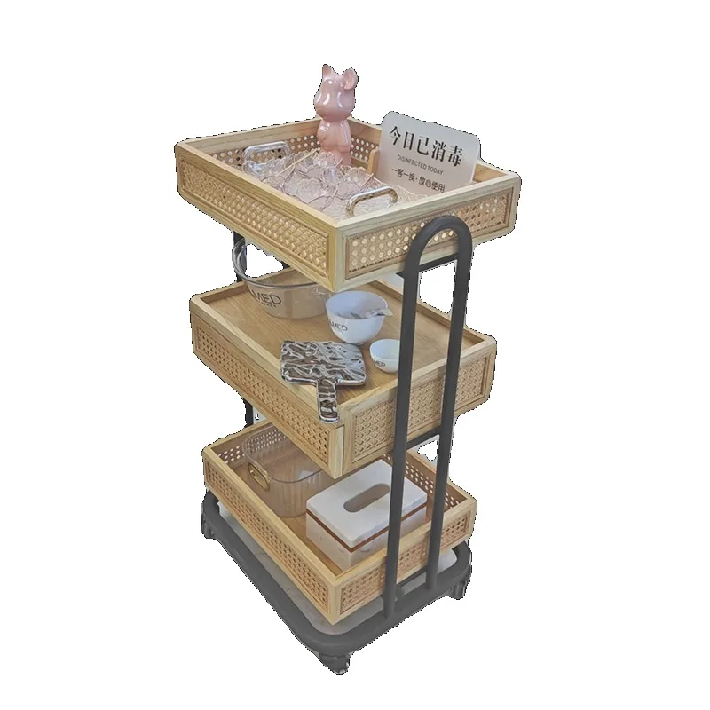 Japanese Wabi-sabi Rolling Cart Beauty Salon Utility Hotel Designers Salon Trolley Storage Salon Furniture Kosmetik Wagen FYST