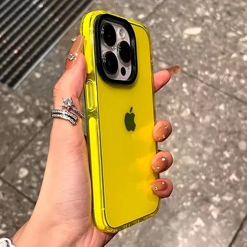 Funda de lujo transparente con airbag para iPhone 17 16 15 14 13 12 11 Pro Max Plus 17 Air parachoques contrastante TPU a prueba de golpes 3