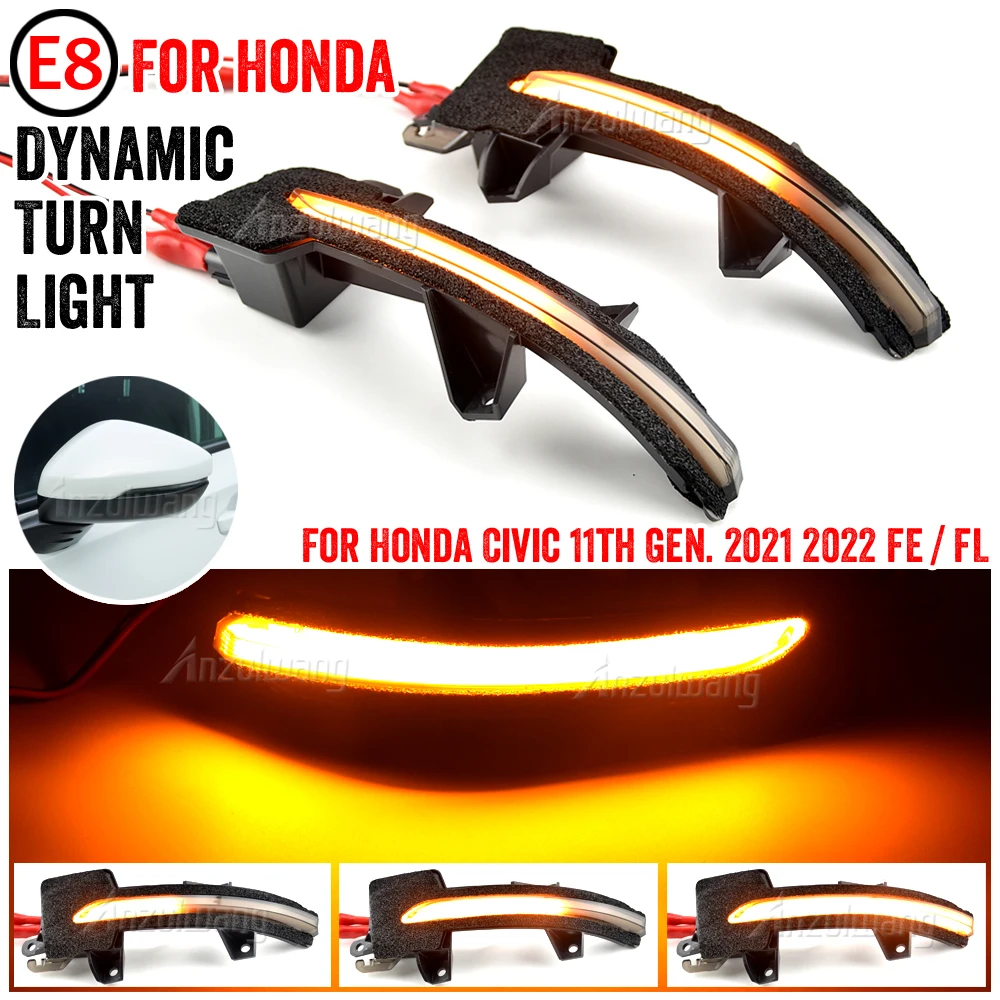 

LED Flowing Rearview Mirror Indicator Sequential Blinker Lamp Dynamic Turn Signal Lights For Civic 11th Gen. 2021 2022 FE / FL