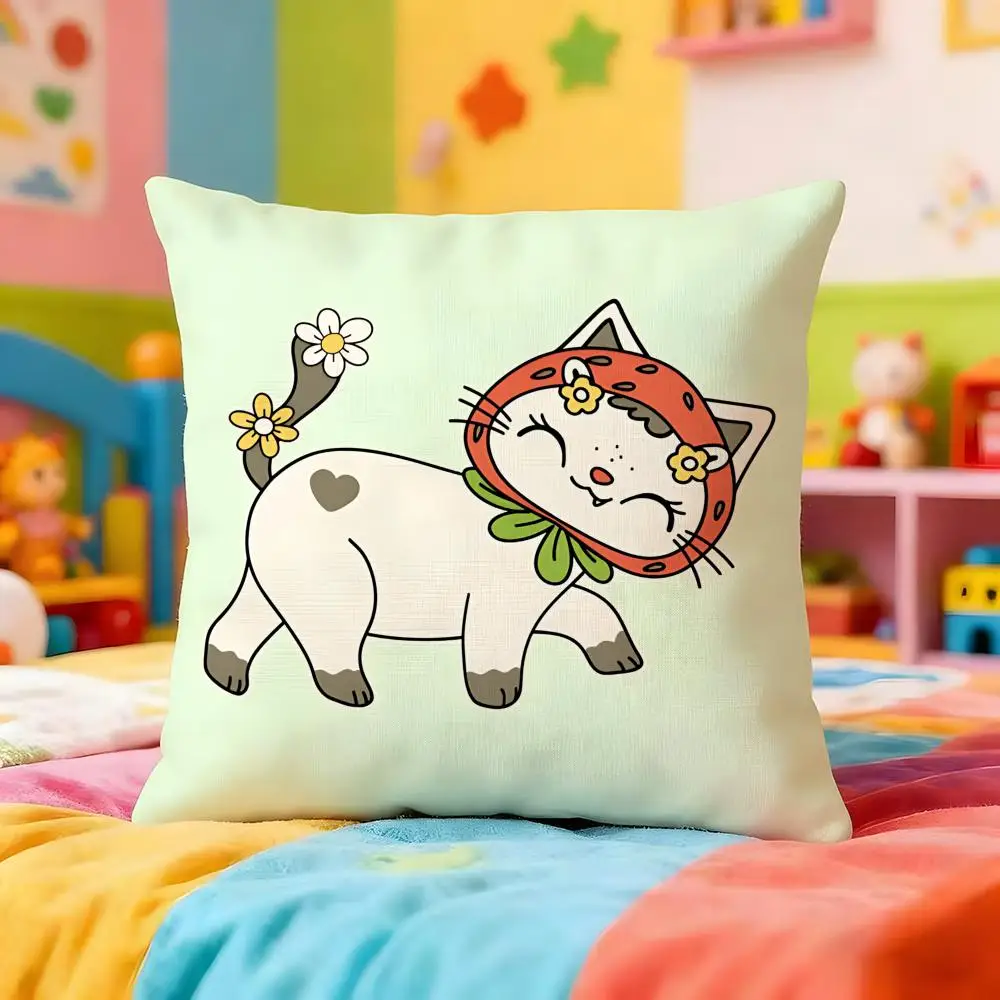 Bandana Cat Cushion Cover Premium Soft Pillowcase Skin-Friendly Breathable Multi-Purpose for Home Office Travel
