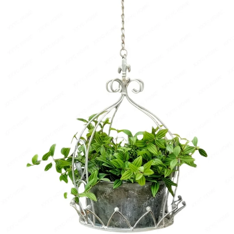 

Simple Iron Cradle and Flower Pot Rack Chlorophytum Hanging Rack Succulent Hanging Basket Scindapsus Pot Balcony Flower Rack