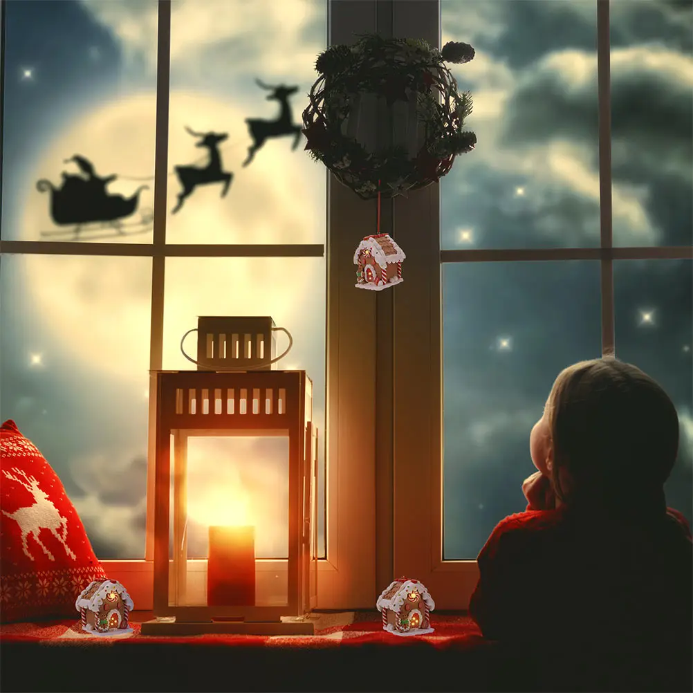 

Christmas Glowing House Hotel Decoration Mini Ornament Decorate Festive Shaped Ornaments Resin Office