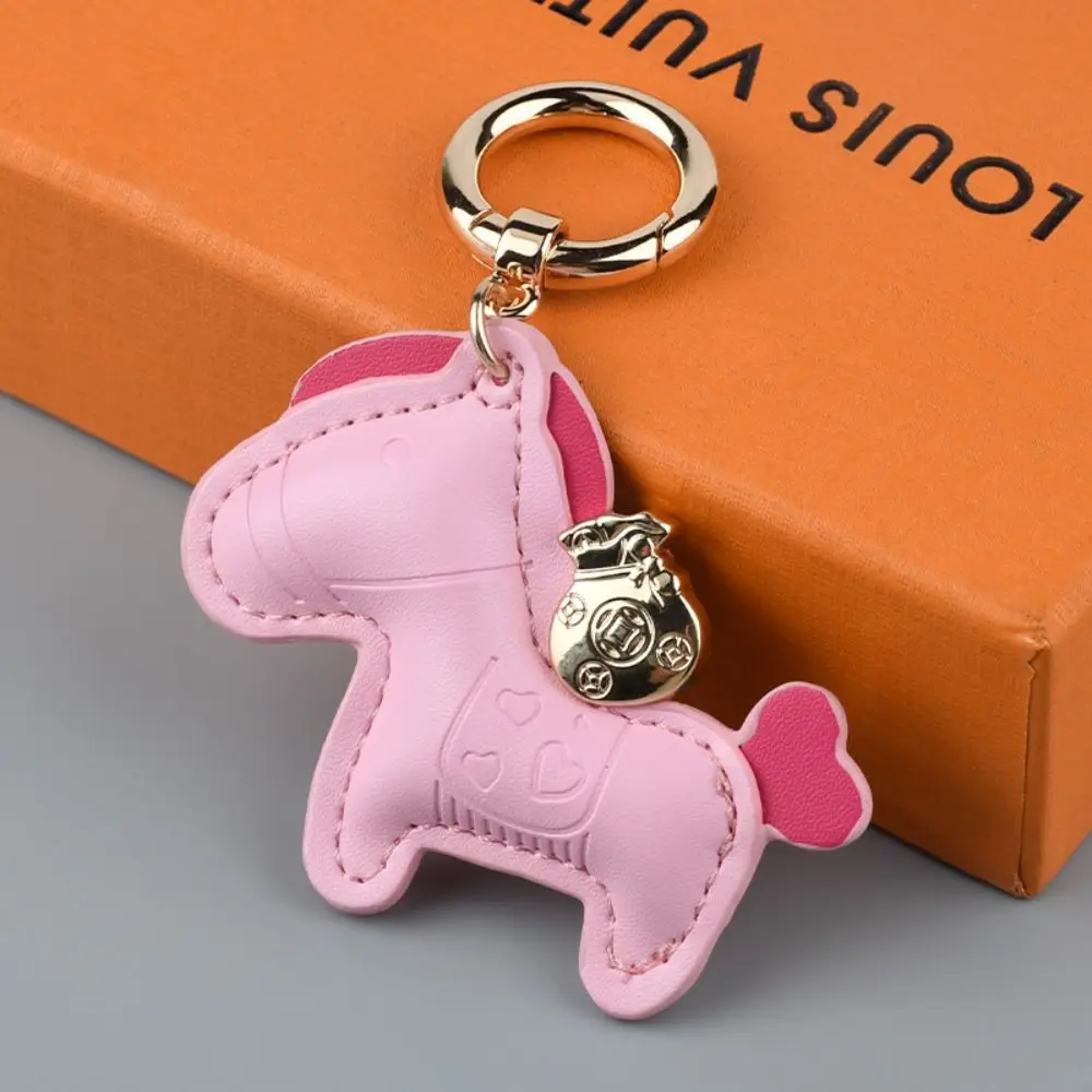 PU Leather PU Horse Keychain Lovely Car Keyring Carrying on Money Pocket Bag Pendant Animal Fashion PU Leather Hanger Men