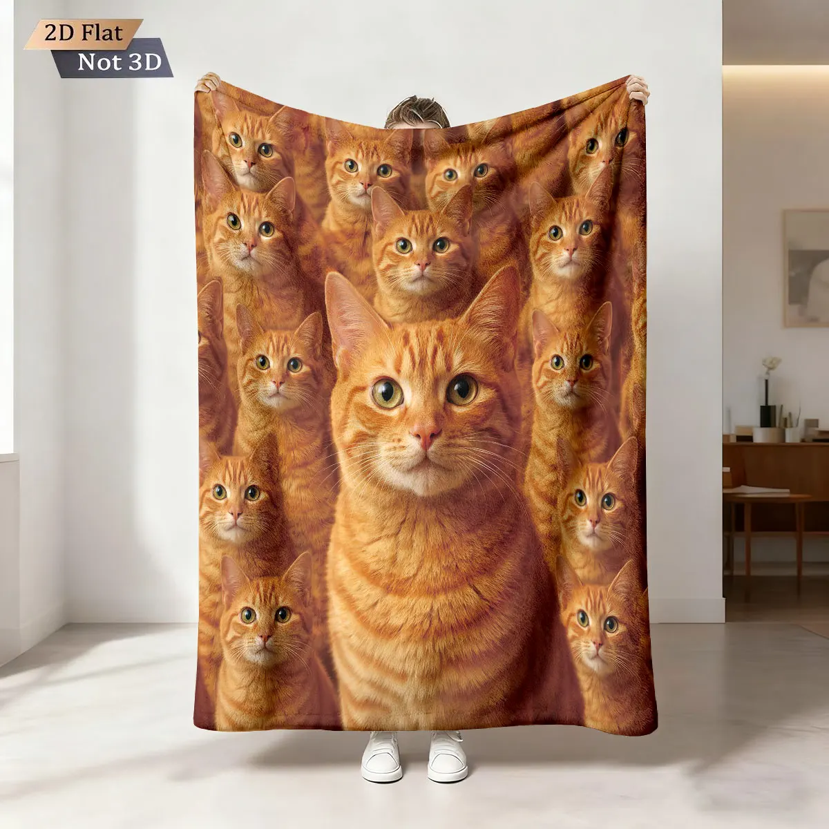 1pc Cartoon Cat Animal Print 230 Flannel Blanket In Multiple Sizes Soft And Comfortable Sleeping Blanket Machine Washable