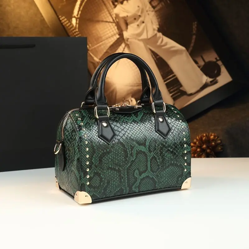 2025 فاخر جلد طبيعي جلد الثعبان نمط المرأة وسادة حقيبة يد العلامة التجارية الشهيرة حقيبة كتف الراقية حفلة مسائية حقيبة صغيرة #5