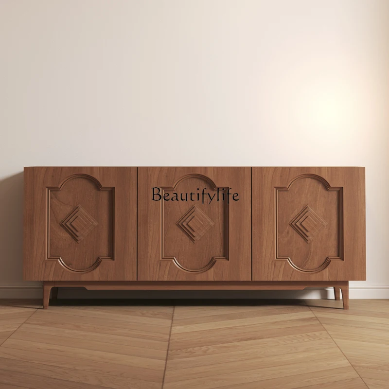 

New Chinese-style solid wood dining side cabinet Small apartment porch balcony door locker Economical modern simplicity