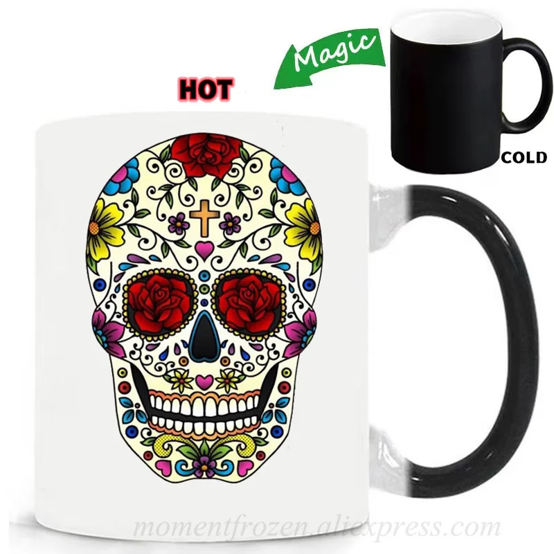 Mexican Skull Coffee Cups, Tea Mugs, Birthday Gift, Office Decal, Home Kitchen, Milk Drinkware, Tableware, Coffeeware, Teaware