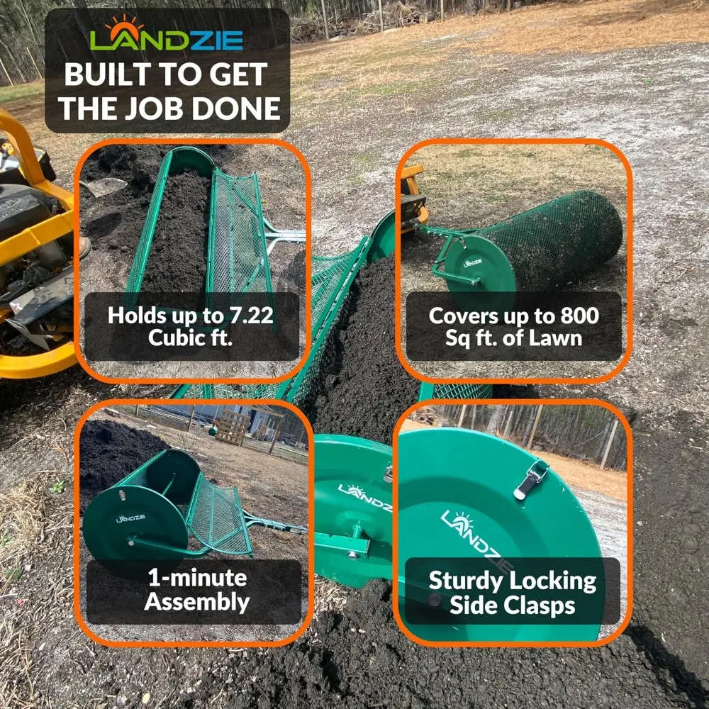 أفضل موزعات للحديقة والحديقة - سلة شبكية معدنية شديدة التحمل مقاس 44 بوصة تعمل بالضغط/السحب - سماد، طحلب الخث، أعلى #6