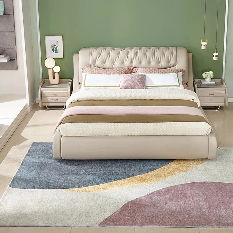 

Queen High End Bed Luxury Master White Leather Design Bedding Bed Simple Frame Bedroom Muebles Para Dormitorio Nordic Furniture