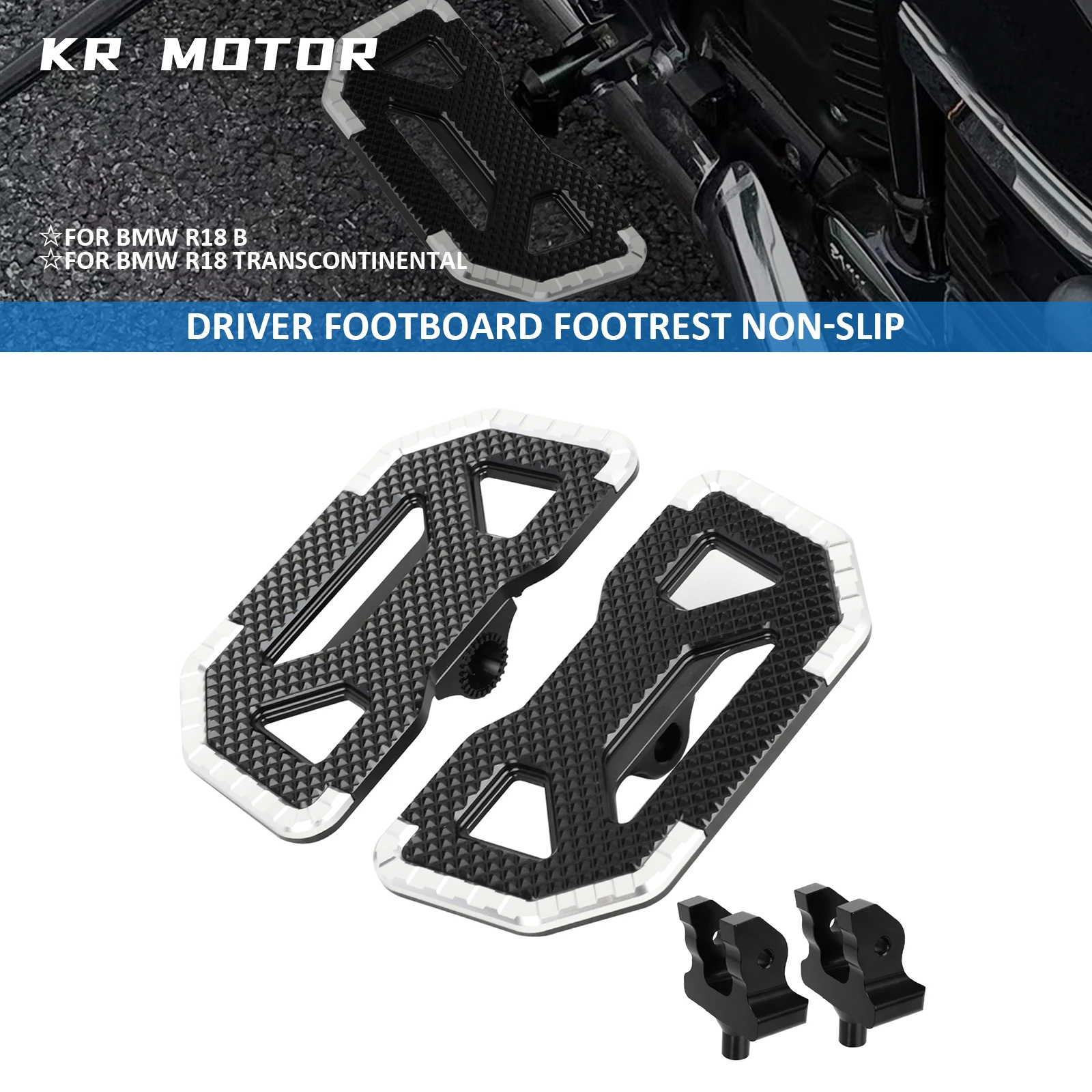 Fit For BMW R18 B R18B R18 Transcontinental Motorcycle Driver Increase Footboard Floorboard Front Footpeg Wide Footrest Non-slip