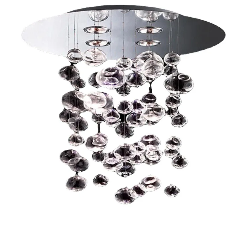 

Creative restaurant crystal chandelier, art bubble ball, modern simplicity, stainless steel light luxury lamp