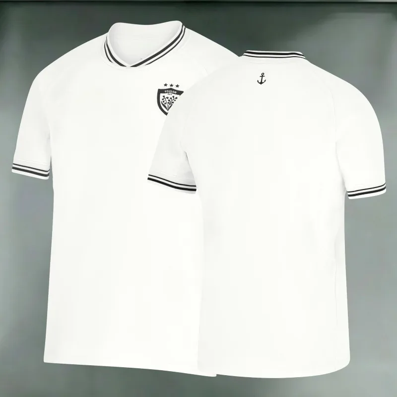 Camisa de Rugby da França para Homens, Branca, Manga Curta, T-shirt Esportiva com Decote em V, Uniforme Respirável para Treinamento, Camisa Casual para Fãs