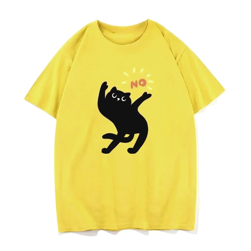 Enchanting Black Cat Printed Men's and Women's Kawaii T-shirt Fashion Trend Short Sleeved Summer Gothic Y2k Casual Sale Clothes