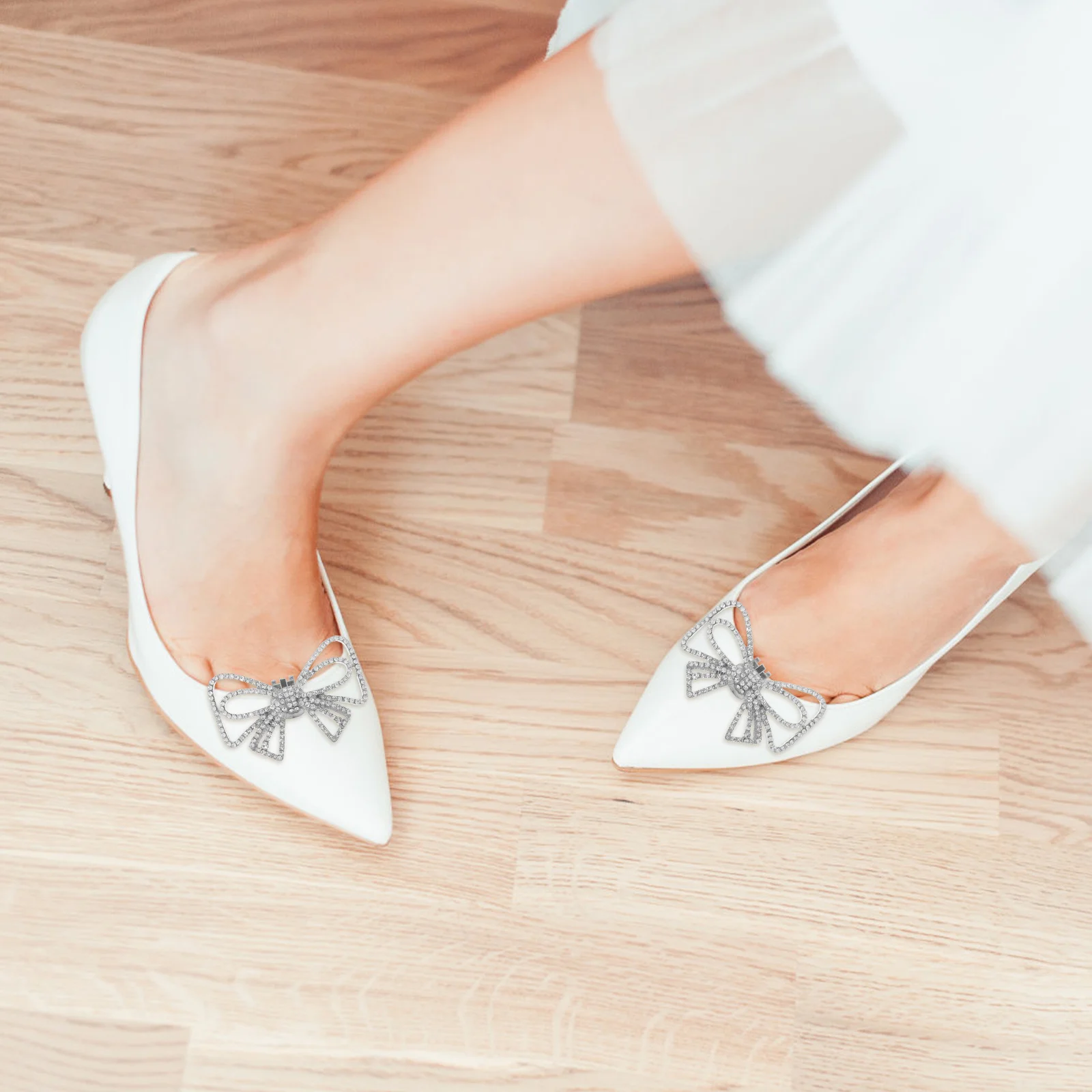 

1 Pair Flower Accessories Bow Clips For Bride Clip On Embellishments Bridal Shoe Buckle Wedding Party Prom Decorative Shoe Clips