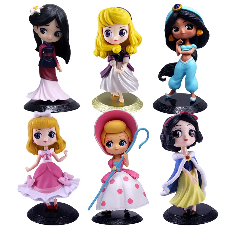 5-8Cm 8 Stks/partij Prinses Q Posket Sneeuwwitje Mermaid Tangled Cinderella Belle Action Figure Model Speelgoed Taart decoratie Kids Gift