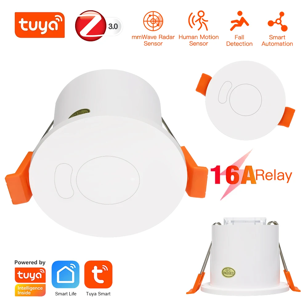 Tuya ZigBee MmWave Human Presence Sensor 5.8G 24GHz Body Motion Detector 110/220V With 16A Relay For Lighting Smart Home System