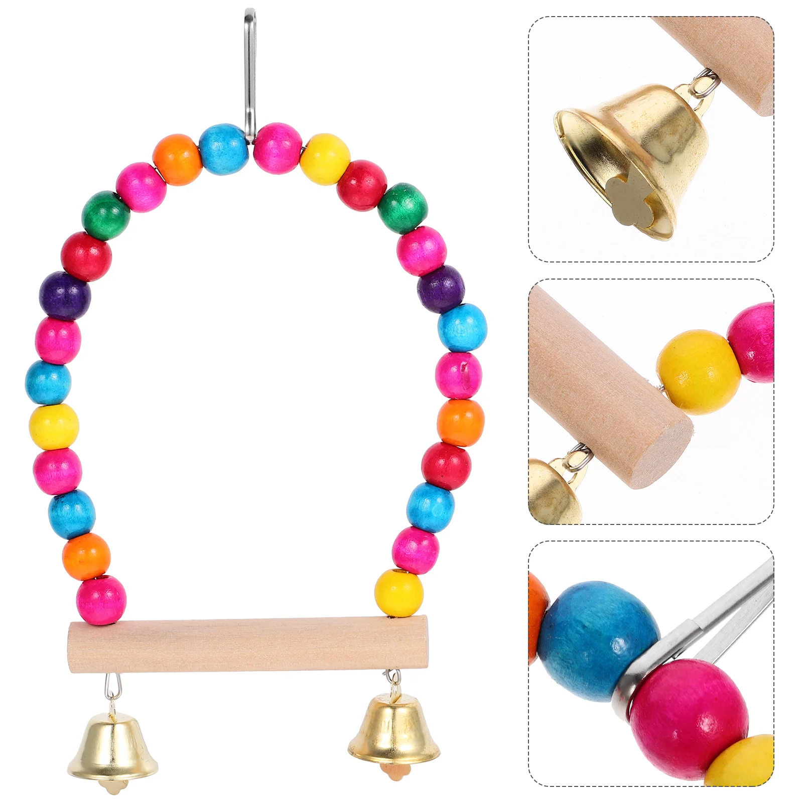 Columpio de madera para periquito, soporte de decoración, suministros de entrenamiento para loros de madera, columpio, perca de entrenamiento para equilibrio de pájaros, 2 uds.